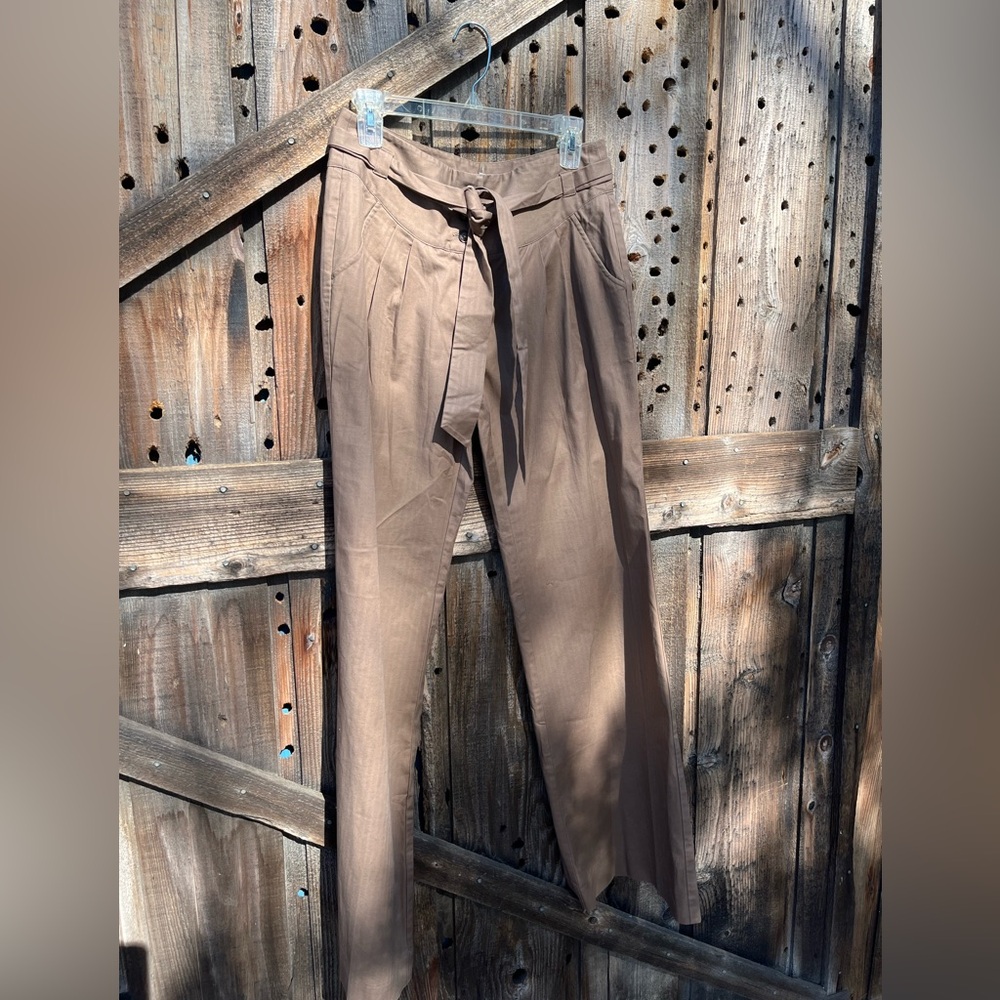 Bcbgeneration Pine bark Brown High Waist Soft Dressing Wide Leg Trouser Pants 8